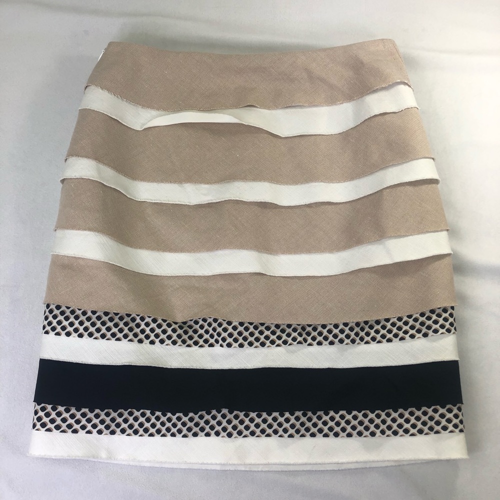 White House Black Market Pencil Skirt Layered Mixed Media Colorful Lined Office - Picture 9 of 11